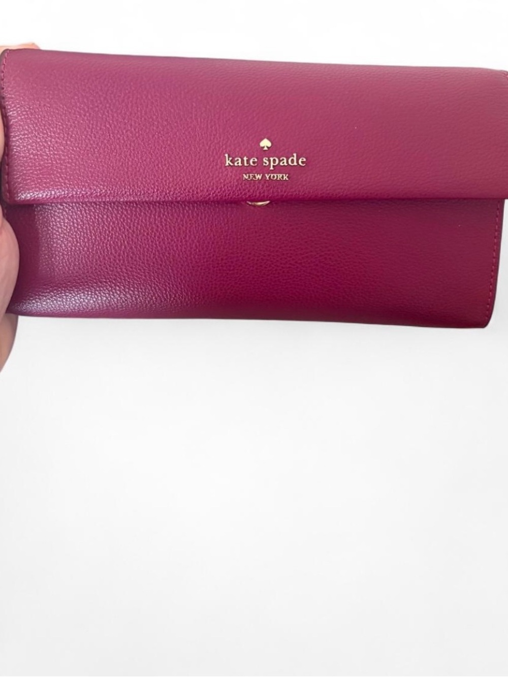 kate spade Berry Plum Fold-Over Leather Wallet